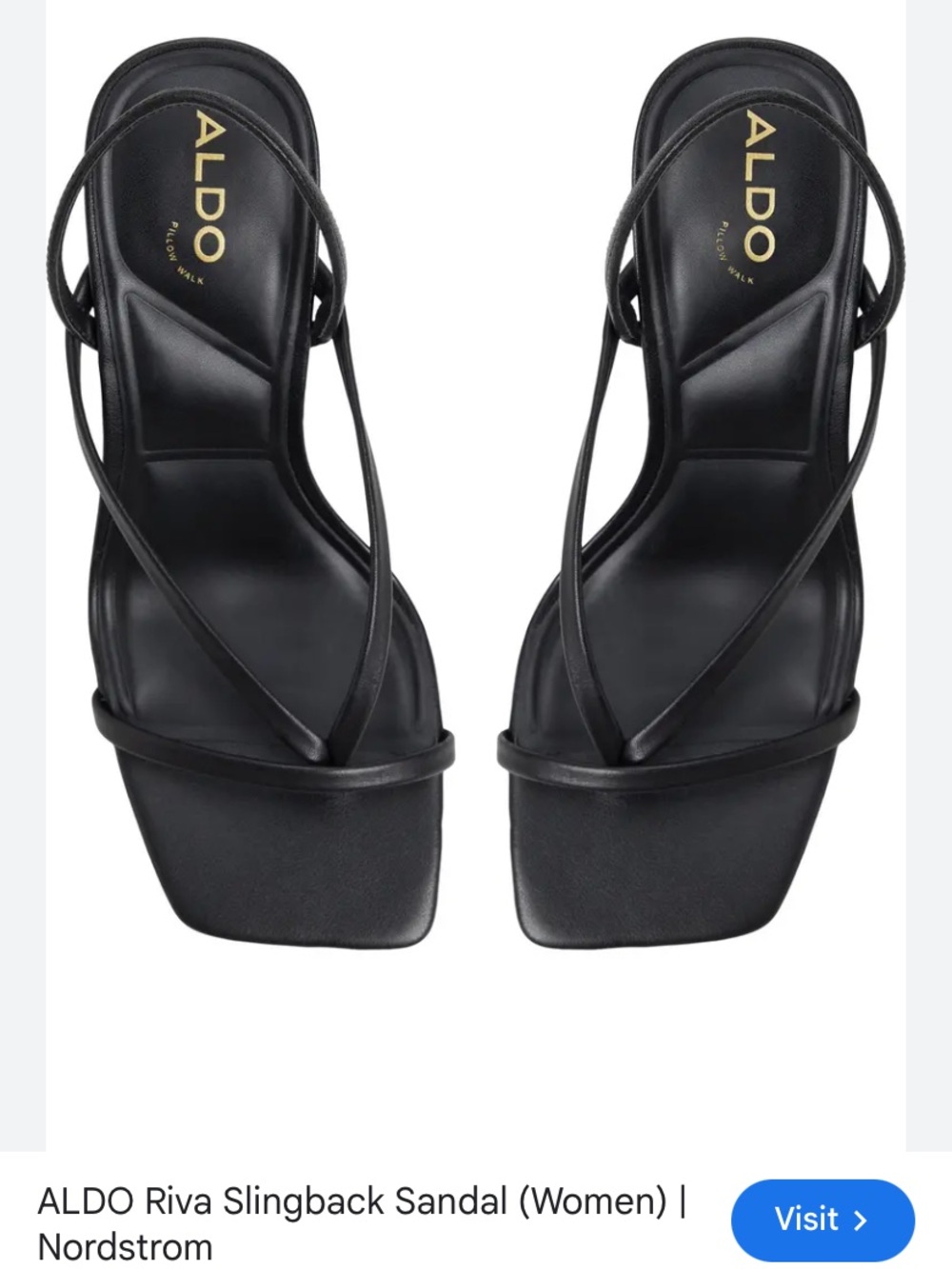 Aldo Black Strappy Square-Toe Slingback Sandal